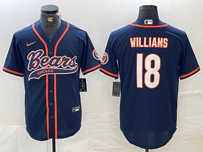 Men Chicago Bears 18 Williams Blue Joint Name 2024 Nike Limited NFL Jersey style 2
